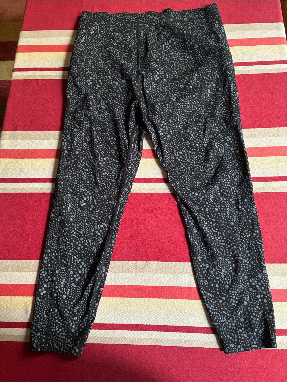 Sweaty Betty High Waist 7/8 Leggings in the Blue Celestial Dots. Plus Size XXL